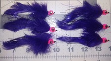 1/0 Lead Eyed Purple Egg Sucking Leech Bunny Fly 6 each Alaska salmon fly