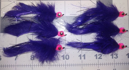 1/0 Lead Eyed Purple Egg Sucking Leech Bunny Fly 6 each Alaska salmon fly