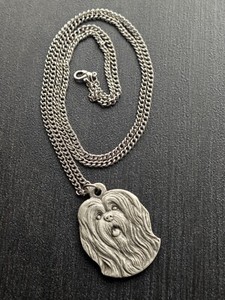 Vintage 1982 Rawcliffe Pewter I Love My Lhasa Apso Dog Pendant Necklace Silver