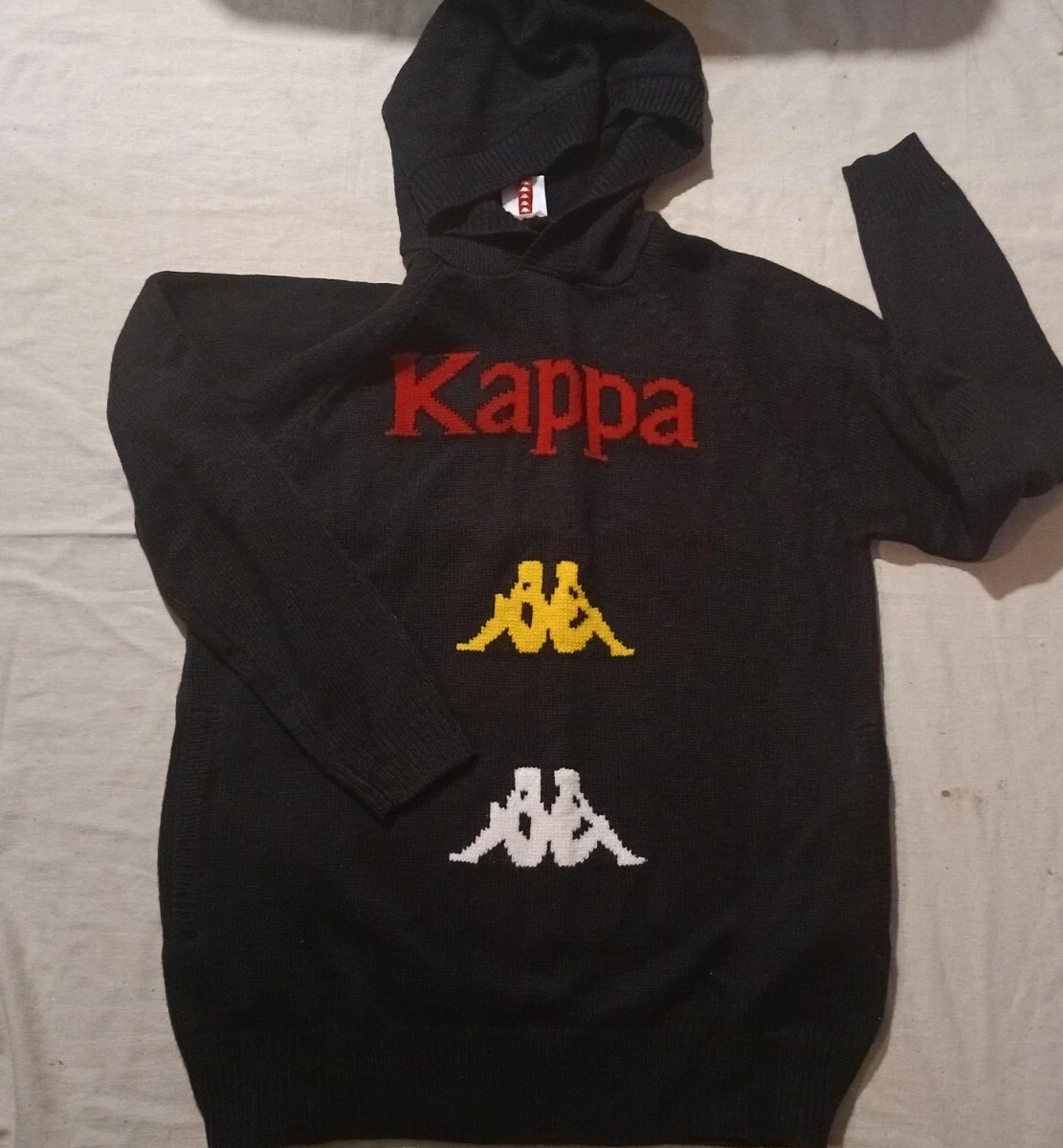 spelen In werkelijkheid Geleerde Kappa Black Red Yellow White Wool Knit Sweater Hoodie XXL Ladies Silhouette  | eBay