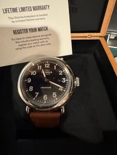RARE $1200+ Mens Shinola Swiss/USA  45mm Runwell Automatic Self-Winding Watch