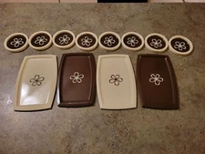 Vintage Mid Century MCM Plastic Coaster & Snack Tray Set USA