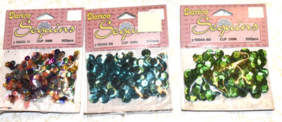 DARICE CUP (5 & 8MM ) ASSORTED SEQUINS PACKAGES  (1,200 Pieces Total) , New