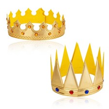 2 Pcs Birthday King Crowns, Prince Golden King Crown Adjustable Costume Crown...