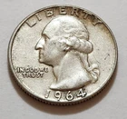 1964 Washington Quarter • AU Slider Look 90% Silver • Strong Detail NMM  X45