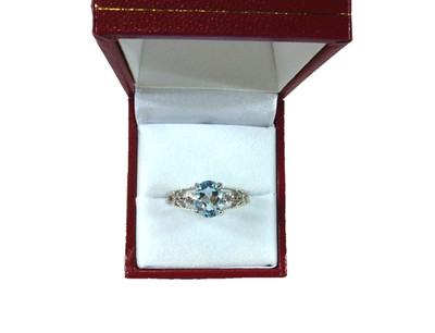 2.48 ct Blue & White Topaz Sterling Silver Filigree Ring US (7 1/2 ) AU (P)