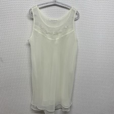 90  s Victoria  s Secret Chemise Sheer Beaded Cream Slip Dress Size Medium
