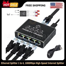 RJ45 Ethernet 1 to 4 Port 1000Mpbs LAN Splitter Adapter Cable Network Connectors