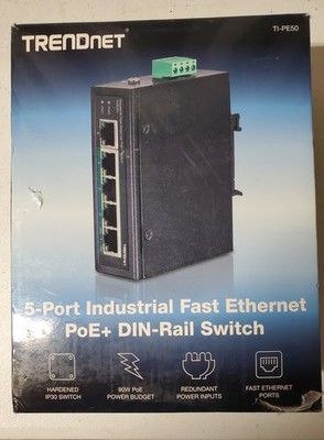 Trendnet TI-PE50 5-port Industrial Fast Ethernet PoE+ DIN-Rail Switch