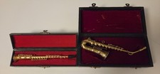 VTG NOVELTY MINATURE SAXOPHONE 6.5 " / CLARINET 6" NONWORKING  DISPLAY BRASS🇬🇧