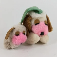 Wallace Berrie Co Cream Puff Miniature Puppy Dog Plush Stuffed Animal (2 Pcs)