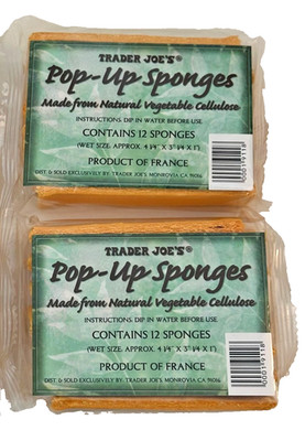 2 X Trader Joes 12 Count Pop-Up Sponges Made From Natural Vegetable Cellulose
