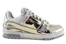 Louis Vuitton Chrome Metallic Mirror Silver Low Top Trainer Sneaker UK 9 US10 11