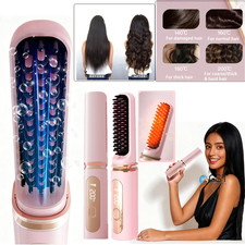 Hair Straightener Brush Straightening Curler Hot Comb Electric Adjustable Heat