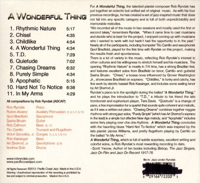 ROB RYNDAK - A WONDERFUL THING [DIGIPAK] NEW CD