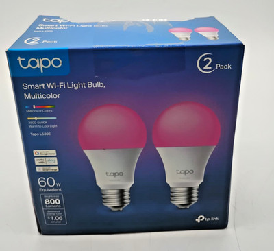 TP-Link Tapo L530E Smart WiFi Light Bulbs A19 E26 RGBW 800LM Dimmable 2-Pack