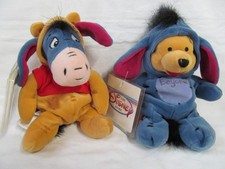 Mini Bean Bags- Pooh as Eeyore & Eeyore as Pooh 8" soft toy with tags Pre-owned