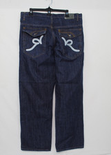 Men s Vintage Y2K Roca Wear Blue Denim Baggy Jeans Skater Street Wear Size 36