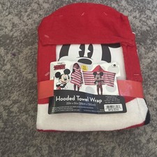 Disney Mickey Mouse Hooded Bath Towel Wrap Beach - 100 Cotton 22" X 51" NEW