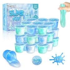 24 Pack Frozen Slime Party Favors for Kids Ice Slime Cup Snowflake Putty Toy ...