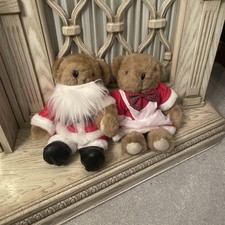 Vintage Mr.  Mrs. Kringle Plush Set Santa Claus Christmas Teddy Bears.