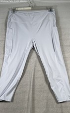 Women's White High Waisted Activewear Leggings with Side Pockets Size XL