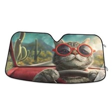 Funny Cats Driving 3 Car Windshield Sunshades 55 inch  27.6 inch Multi 05