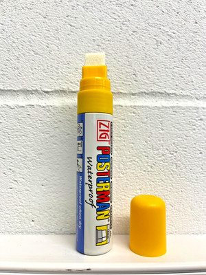 Kuretake ZIG Posterman wasserdichter PMA-120 Flüssigkreidestift 15 mm Keilspitze   gelb