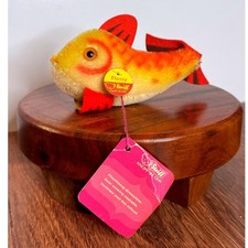 Steiff Flossy Fish Mohair With Button Ear And Hang Tag