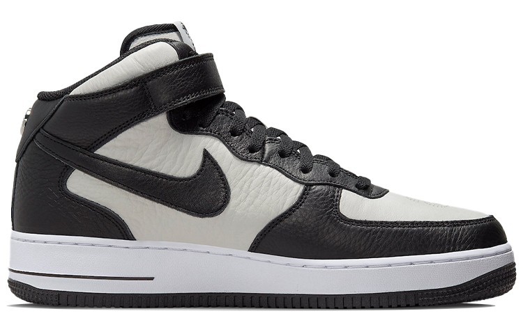 Size 8.5 - Stussy x Nike Air Force 1 Mid Black White for sale