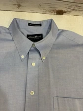Eddie Bauer Men’s Wrinkle Resistant Long Sleeve Button Down Size XL Blue Cotton