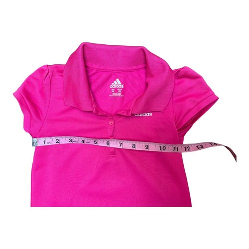 Adidas Girls Tennis Dress Size 6X Pink Ruffle Hem White Stripes Logo Sports Polo - Picture 3 of 6