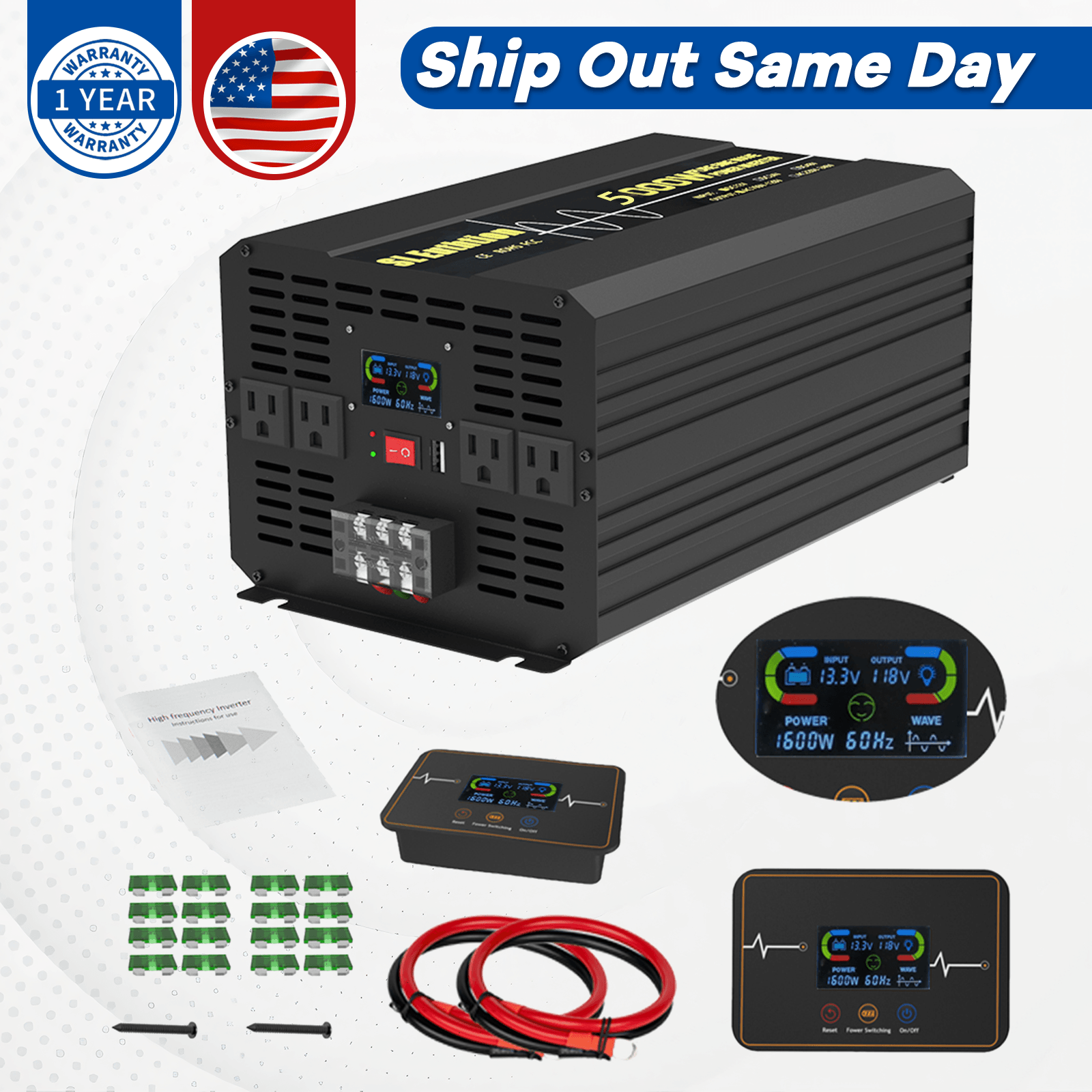 Household Pure Sine Wave Power Inverter 5000W 10000W with LCD & Wireless Remote