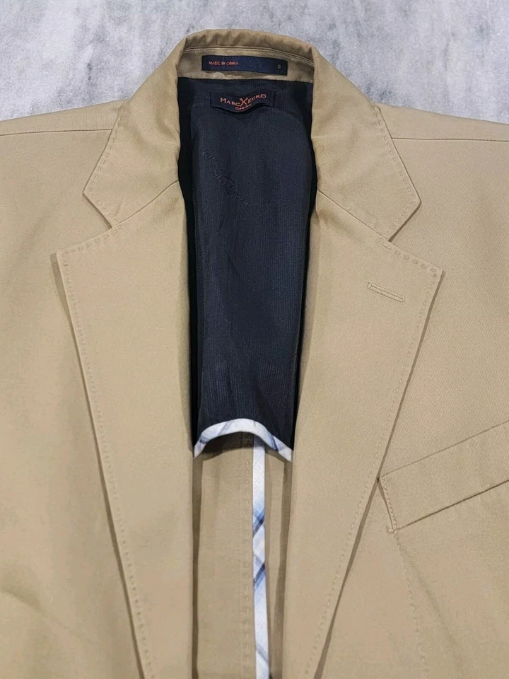 (S) Blazer informal Marc Ecko para hombre color caqui tostado 2 botones 100 % algodón 36/38 abrigo deportivo Foto 3 de 4