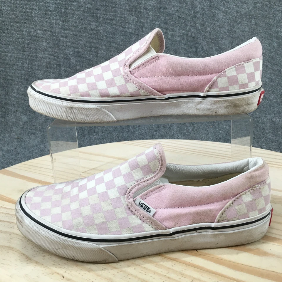 Vans Zapatos Juveniles 6.5 Cuadros Zapatillas Sin Cordones Rosa Lona Comodidad 721356 Foto 2 de 4