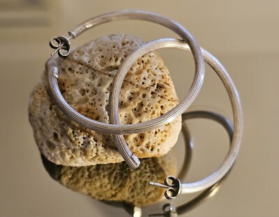 Ilias Lalaounis Sterling Silver 925 Modern Open Loop Hoop Pierce Earrings.
