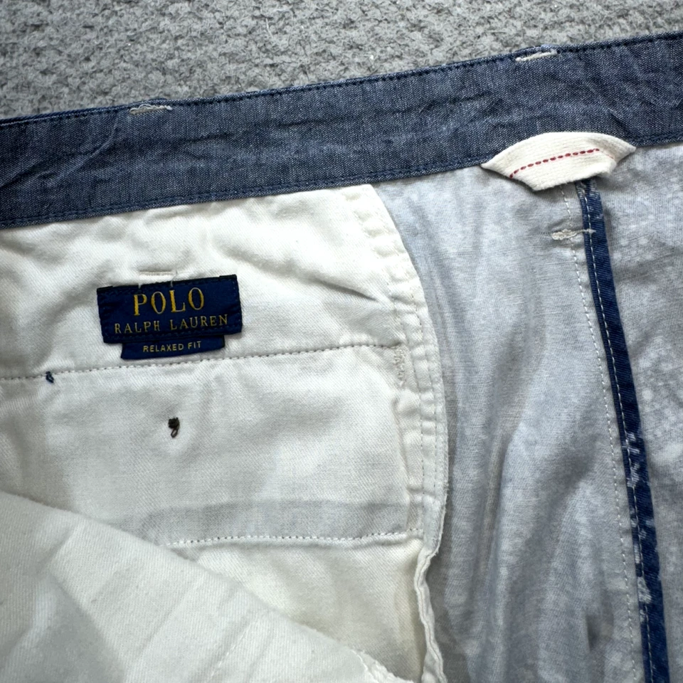 Pantalones Cortos Polo Ralph Lauren Hombres 40 Azul Chino Relajado Paisley Parche Marroquí Golf Foto 4 de 4
