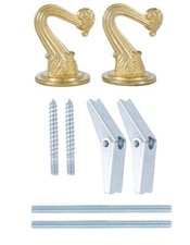 LOT OF 2 BRASS PLATED Zinc SWAG HOOK KIT FOR LIGHTS, PLANTS, WIND CHIMES