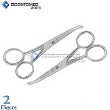 Lot 2 Safety Scissors Mustache Nose Ear Hair Pet Grooming Manicure 3.5" Curved