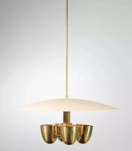 Antique Mid Century Vintage 4 Light Modern Raw Brass Pendant Sputnik chandelier - Picture 2 of 6