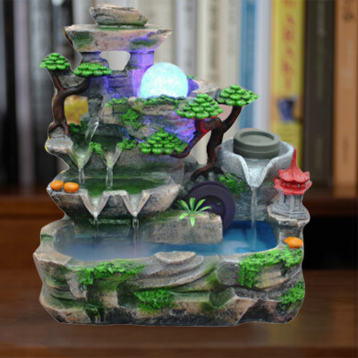 Indoor Rockery Fountain Goldfish Waterfall Feng Shui Water Sound Desktop Decor
