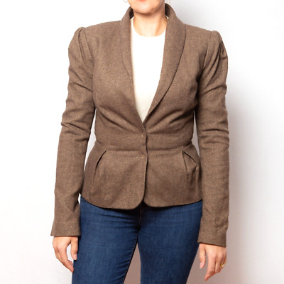 ELISABETTA FRANCHI Fitted Wool Blazer Equestrian Jacket Made in Italy IT 44