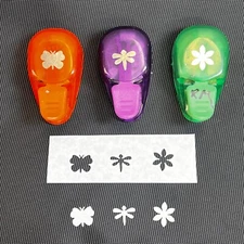 2.5” EK Success Paper Puncher Shapes Butterfly Dragonfly Flower Crafts  Lot Of 3