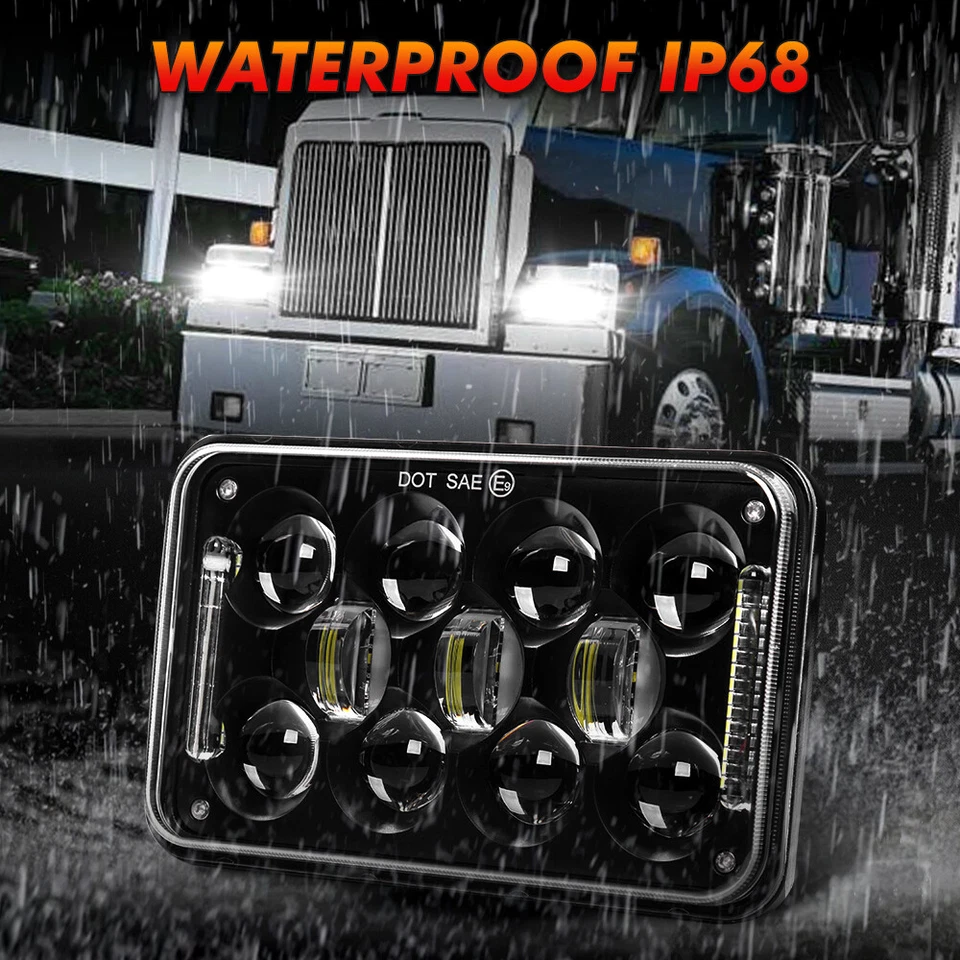 4Pcs 4x6" Inch LED Headlights Hi-Lo Beam DRL For Chevrolet T6500 T7500 1997-2009 - Image 3 of 4