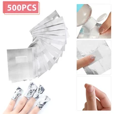 500PCS Aluminium Foil Nail Wraps Art Soak Off Gel Polish Remover Cleaner Cotton