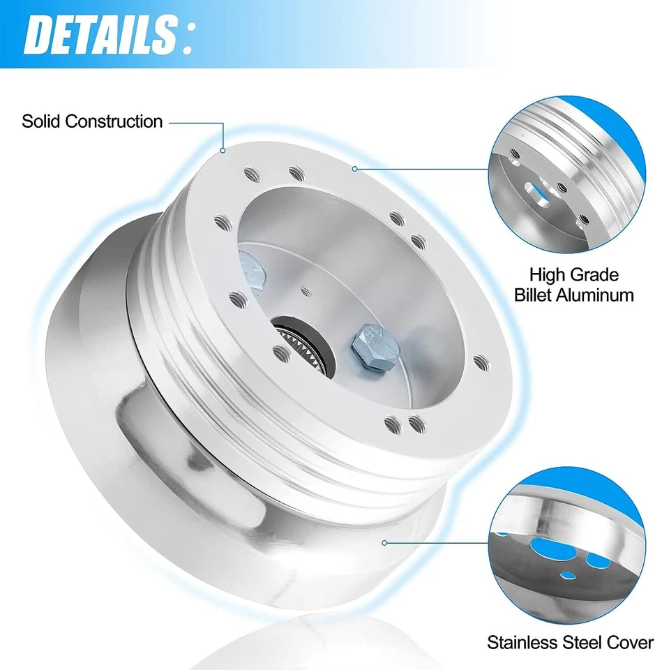 Adaptador de buje pulido para volante de 5 y 6 orificios Flaming River, Ididit, GM, Chevy Foto 2 de 4