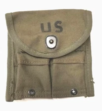 US Korean Era M1 Cal 30 Carbine Or Rifle Canvas Pocket Ammunition Magazine Pouch