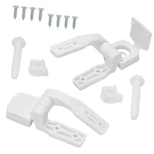 1 Pair White Plastic Toilet For Seat Lid Hinge Replacement With Bolts Screw Nuts