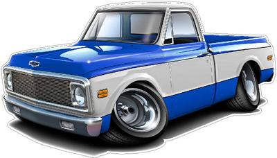 1970-72 Chevy C-10 Fleetside Cartoon Truck  Wall Stickers Graphics Decal Poster