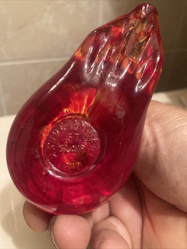 1976 St Clair Glass Long Tail Bird Paperweight by Maude and Bob Flambé Red - Picture 7 of 12